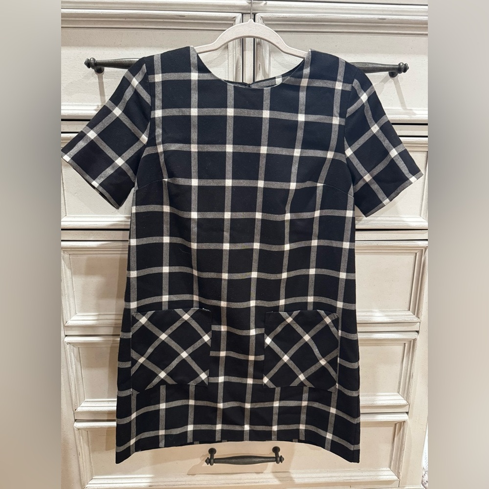 Black and White Plaid Mini Dress with Pockets Forever 21 Women Size Small